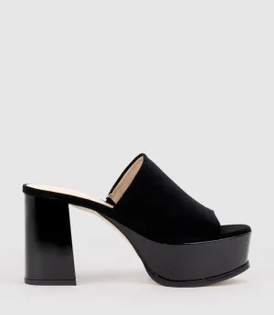TALIN90 Platform Combo Slide in Black Suede