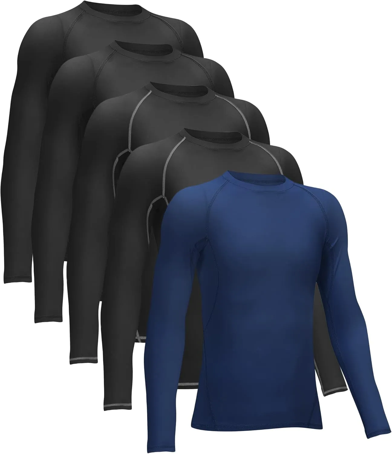 TELALEO 4, 3, 2, 5/1 Pack Boys' Girls' Compression Shirts Youth Long Sleeve Undershirt Sports Moisture Wicking Baselayer