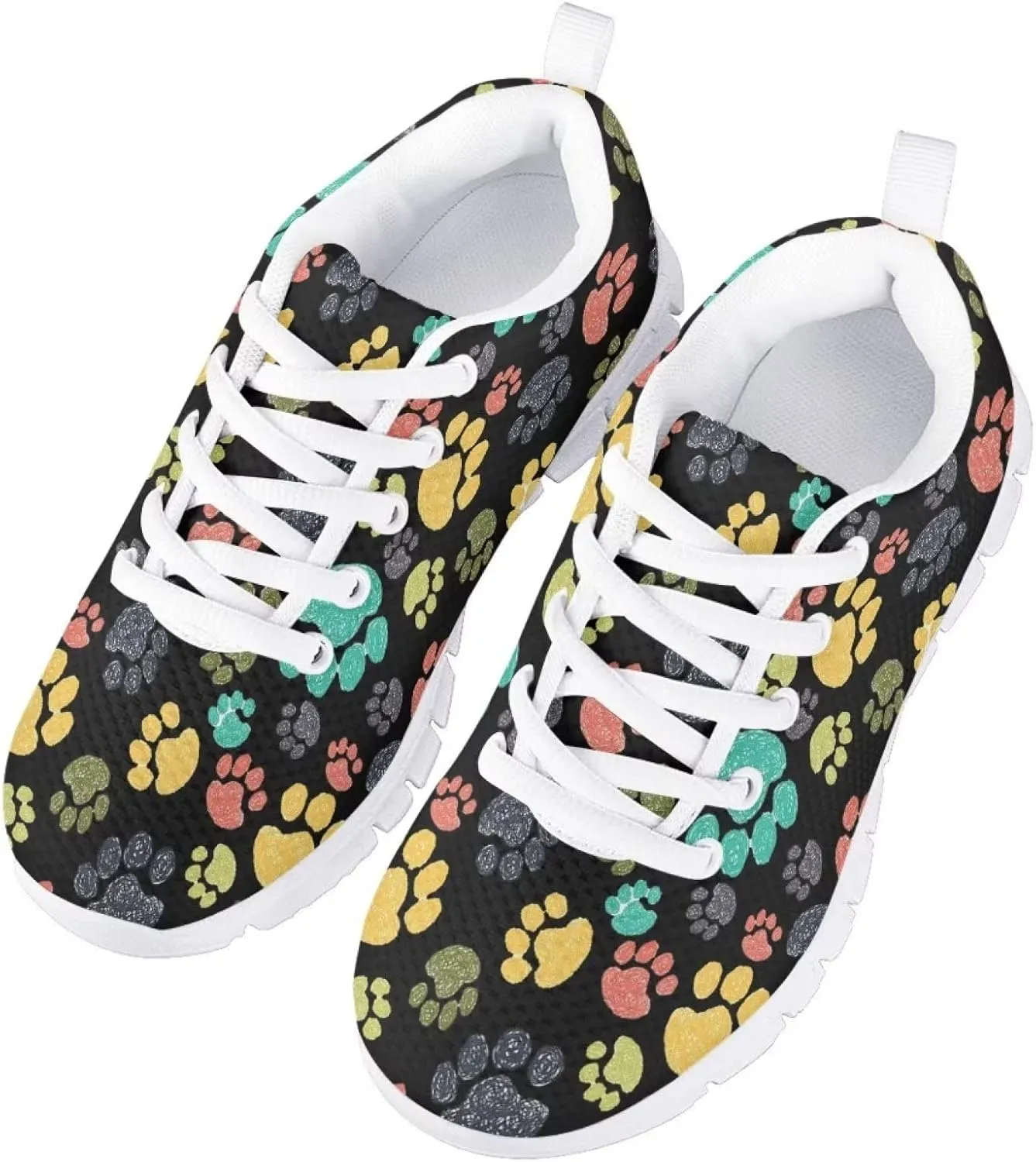 Tennis Shoes for Kids Girls Lightweight Running Sneakers Breathable Mesh Comfy Cute Print Walking Shoes