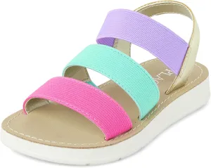 The Children's Place Baby Girls and Toddler Open Toe Flat Sandals, Multicolor Triple Band