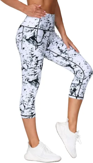 THE GYM PEOPLE Tummy Control Workout Capris Leggings with Pockets High Waist Athletic Yoga Pants for Women Running Hiking