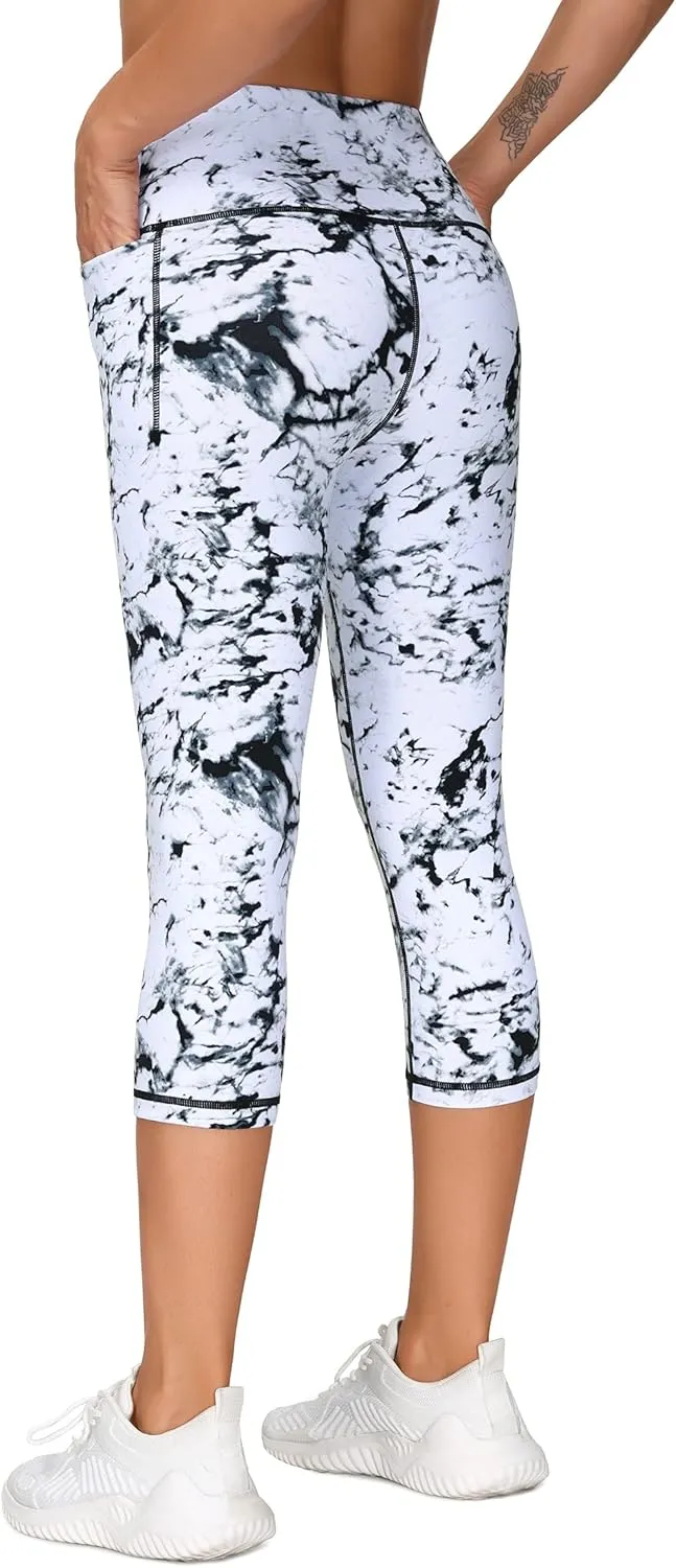 THE GYM PEOPLE Tummy Control Workout Capris Leggings with Pockets High Waist Athletic Yoga Pants for Women Running Hiking