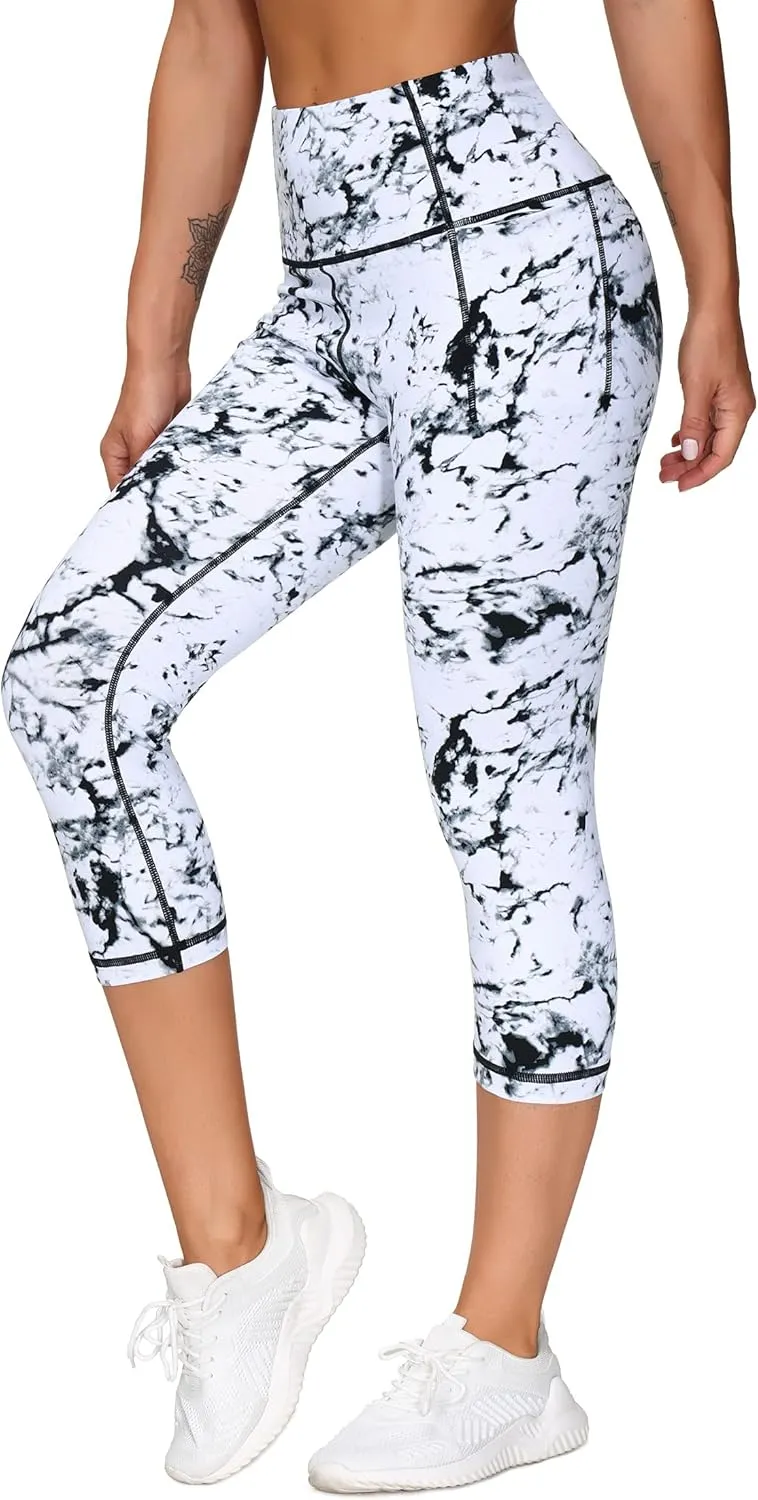 THE GYM PEOPLE Tummy Control Workout Capris Leggings with Pockets High Waist Athletic Yoga Pants for Women Running Hiking