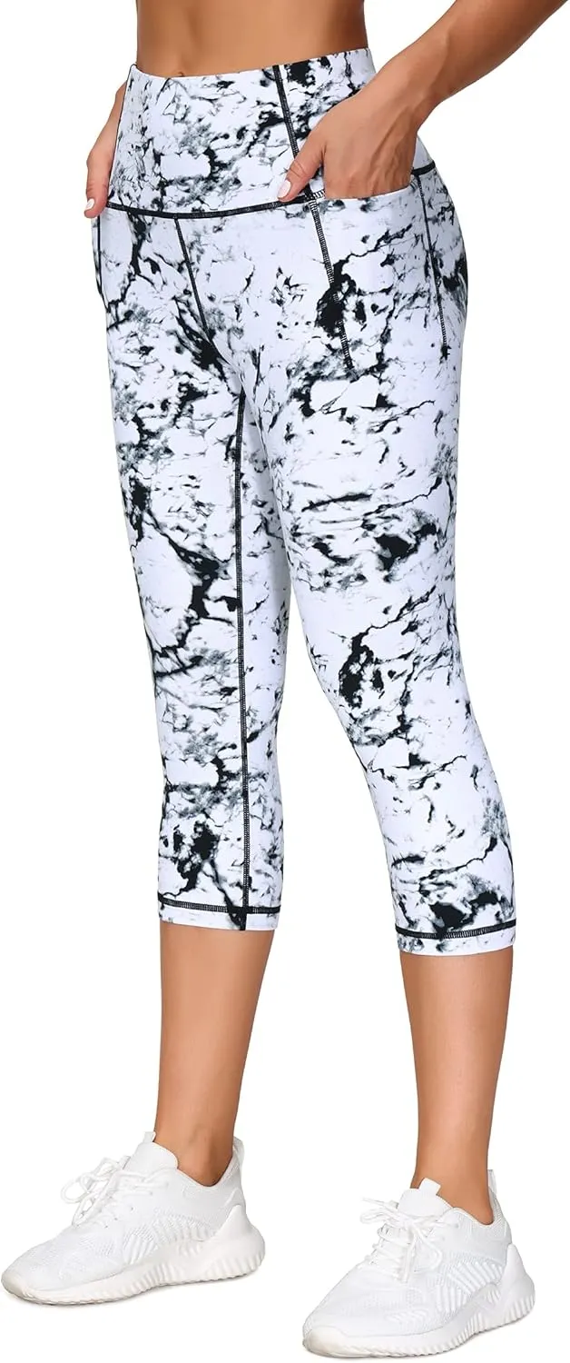 THE GYM PEOPLE Tummy Control Workout Capris Leggings with Pockets High Waist Athletic Yoga Pants for Women Running Hiking