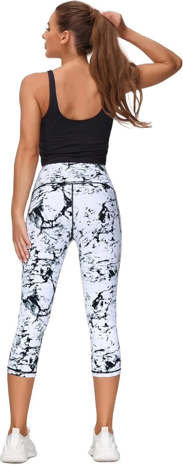 THE GYM PEOPLE Tummy Control Workout Capris Leggings with Pockets High Waist Athletic Yoga Pants for Women Running Hiking