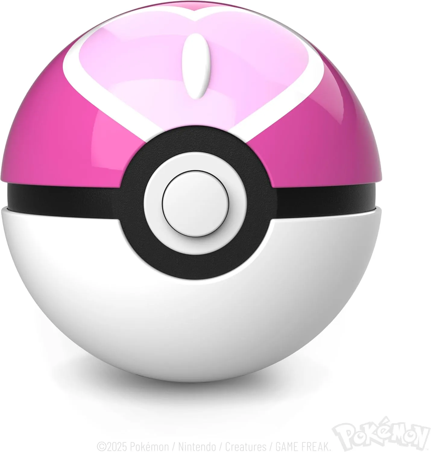 The Wand Company Pokémon Trainer Mini Poké Ball Range of Authentic Replicas - Realistic, Electronic, Die-Cast Poké Ball with Display Stand Light Features (Love Ball)