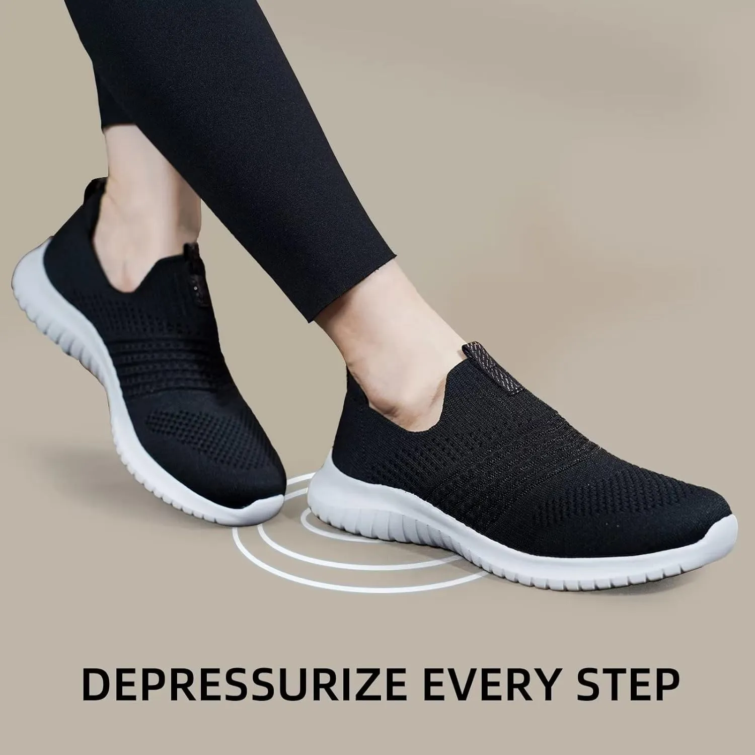 TIOSEBON Women's Walking Tennis Shoes Knit Comfortable Slip on Breathable Mesh Lightweight Sneaker