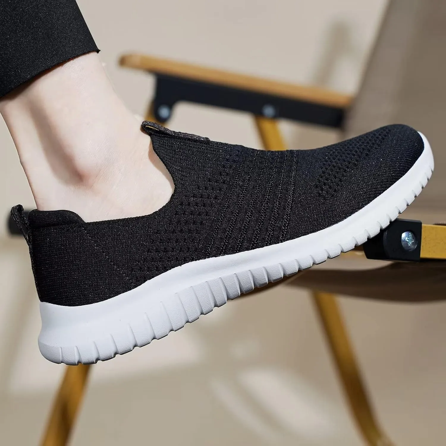 TIOSEBON Women's Walking Tennis Shoes Knit Comfortable Slip on Breathable Mesh Lightweight Sneaker