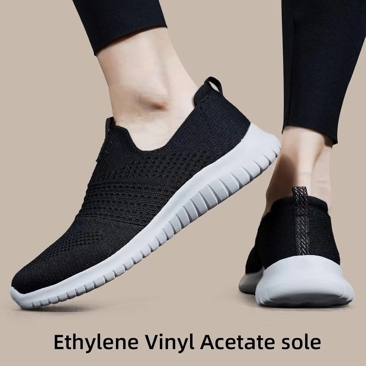 TIOSEBON Women's Walking Tennis Shoes Knit Comfortable Slip on Breathable Mesh Lightweight Sneaker