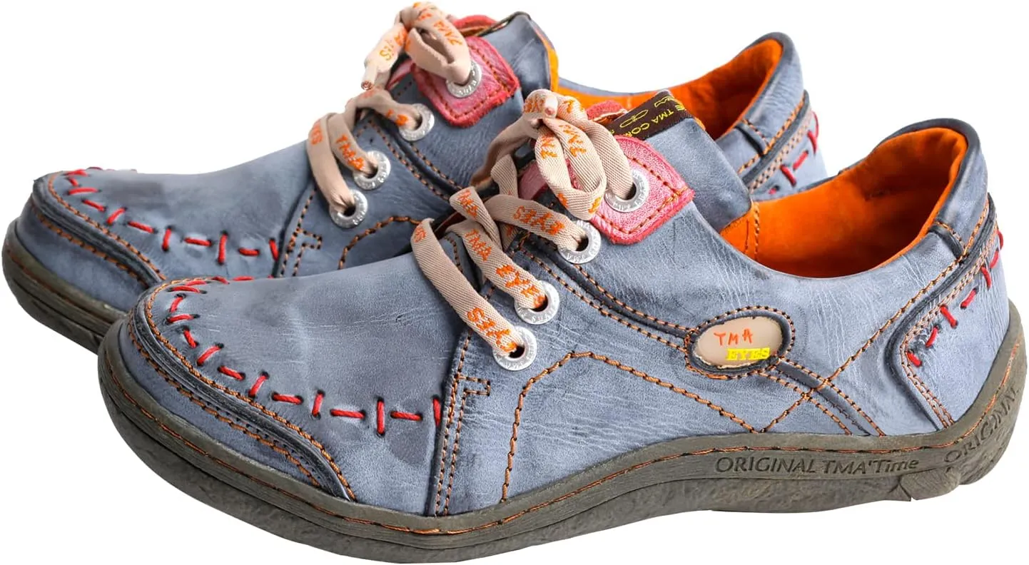 TMA EYES Women 's Hand Stitched Leather Walking Shoes