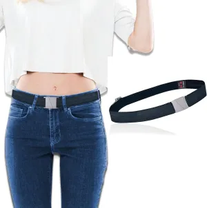 Truth Elastic Belts for Women & Men, No Show Flat Buckle KARMA Belts, Invisible Stretch Belts for Jeans, Pants and Plus Sizes