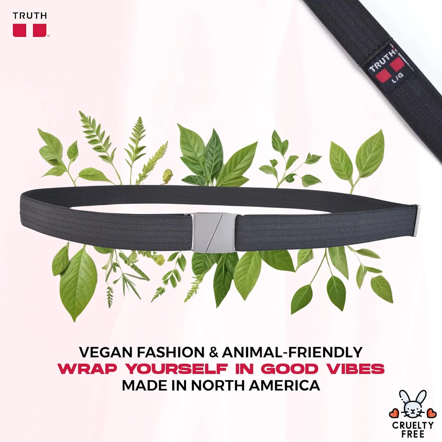 Truth Elastic Belts for Women & Men, No Show Flat Buckle KARMA Belts, Invisible Stretch Belts for Jeans, Pants and Plus Sizes