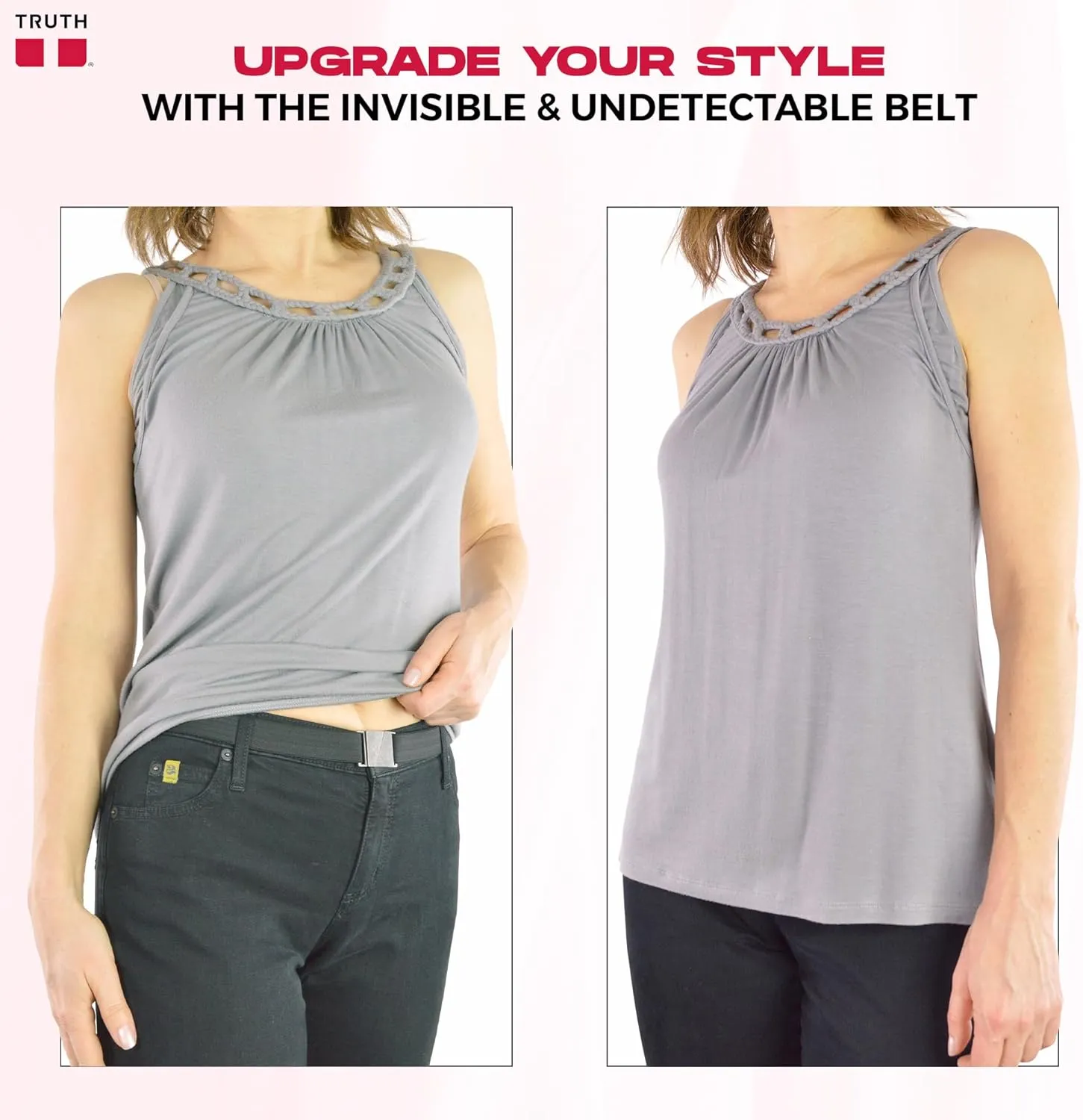 Truth Elastic Belts for Women & Men, No Show Flat Buckle KARMA Belts, Invisible Stretch Belts for Jeans, Pants and Plus Sizes