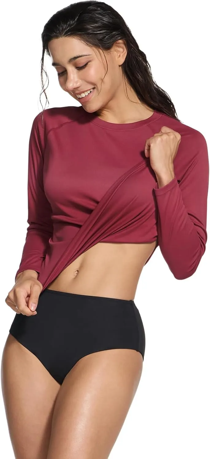 TSLA Women's Long Sleeve Rash Guard Swim Shirts, UPF 50  UV Protection Regular-Fit Quick Dry Water Shirts