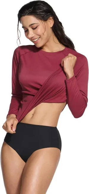 TSLA Women's Long Sleeve Rash Guard Swim Shirts, UPF 50  UV Protection Regular-Fit Quick Dry Water Shirts