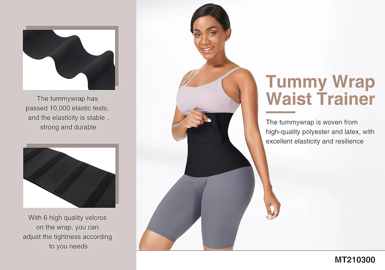 Tummy Wrap Waist Trainer, Sauna compression Trimmer belt for abdominal support, One Size Fit All