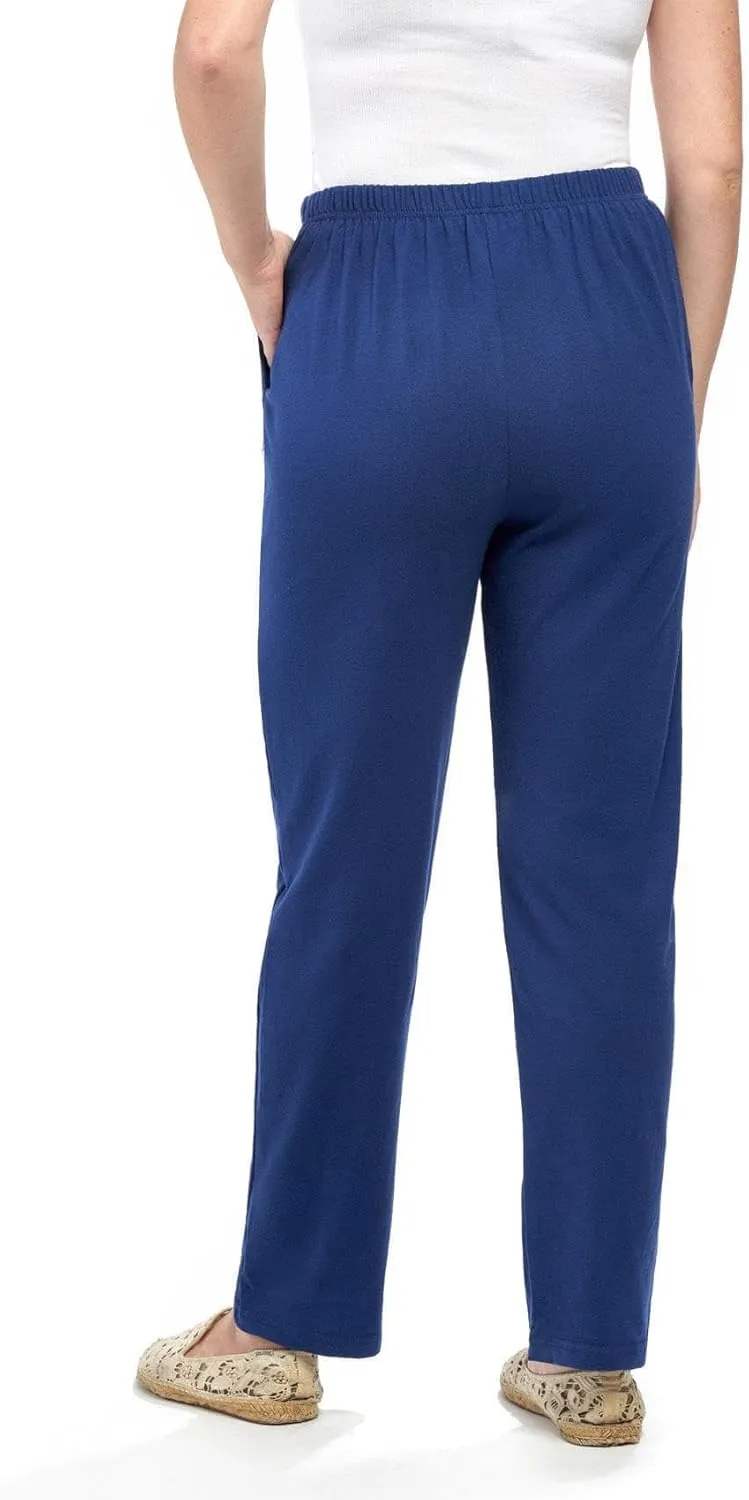 Turtle Bay New York Plus Size Women's Knit Straight Leg Elastic Waist Sweatpants with Flat Front Waistband