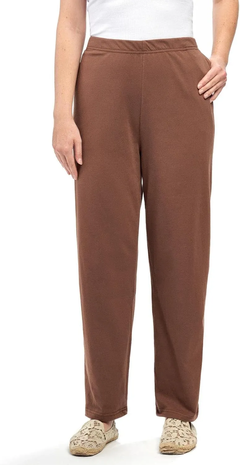 Turtle Bay New York Plus Size Women's Knit Straight Leg Elastic Waist Sweatpants with Flat Front Waistband