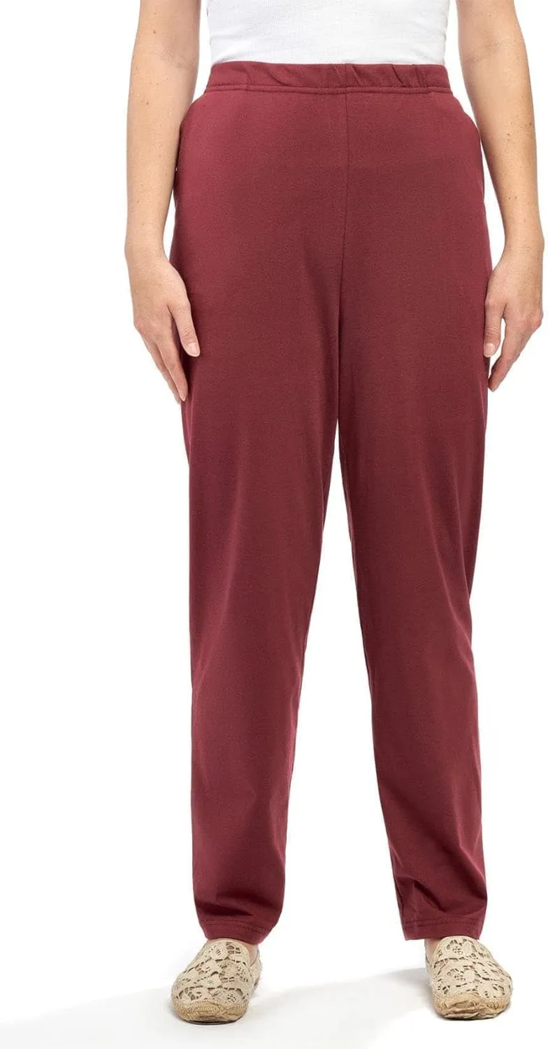 Turtle Bay New York Plus Size Women's Knit Straight Leg Elastic Waist Sweatpants with Flat Front Waistband