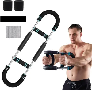 Twister Arm Trainer, 40-100lb Adjustable Chest Workout Equipment with Running Headband and Sports Wristbands, Detachable Arm Trainer Strengthen Chest for Men & Women, Portable Power Twister Bar