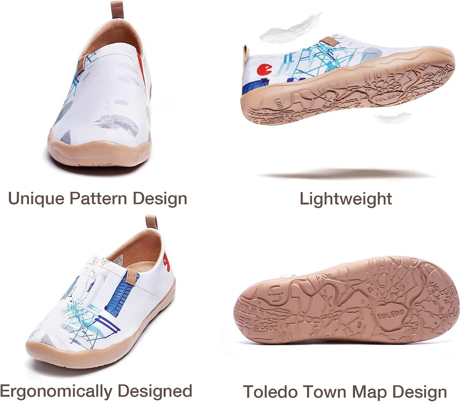 UIN Women's Slip On Sneakers Casual Loafers Knitted Art Painted Comfort Soft Walking Shoes