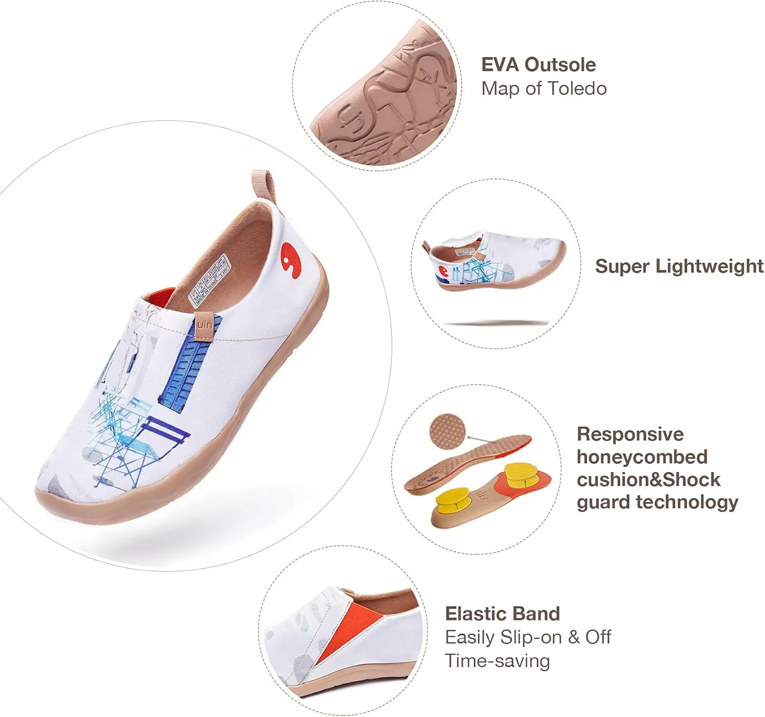 UIN Women's Slip On Sneakers Casual Loafers Knitted Art Painted Comfort Soft Walking Shoes