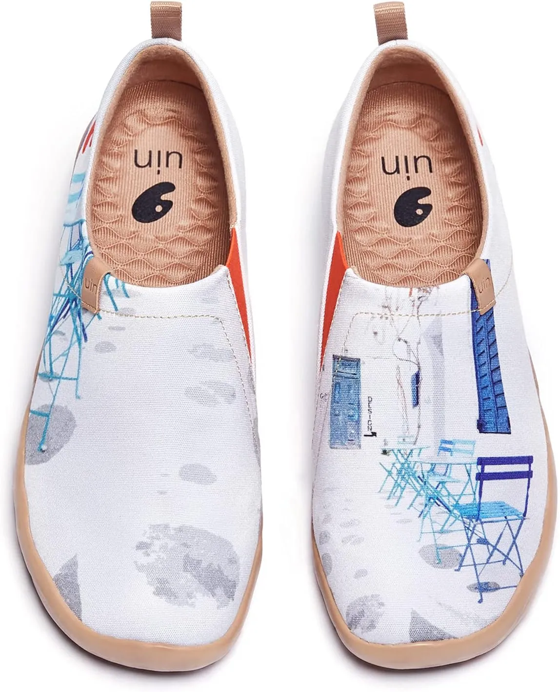 UIN Women's Slip On Sneakers Casual Loafers Knitted Art Painted Comfort Soft Walking Shoes