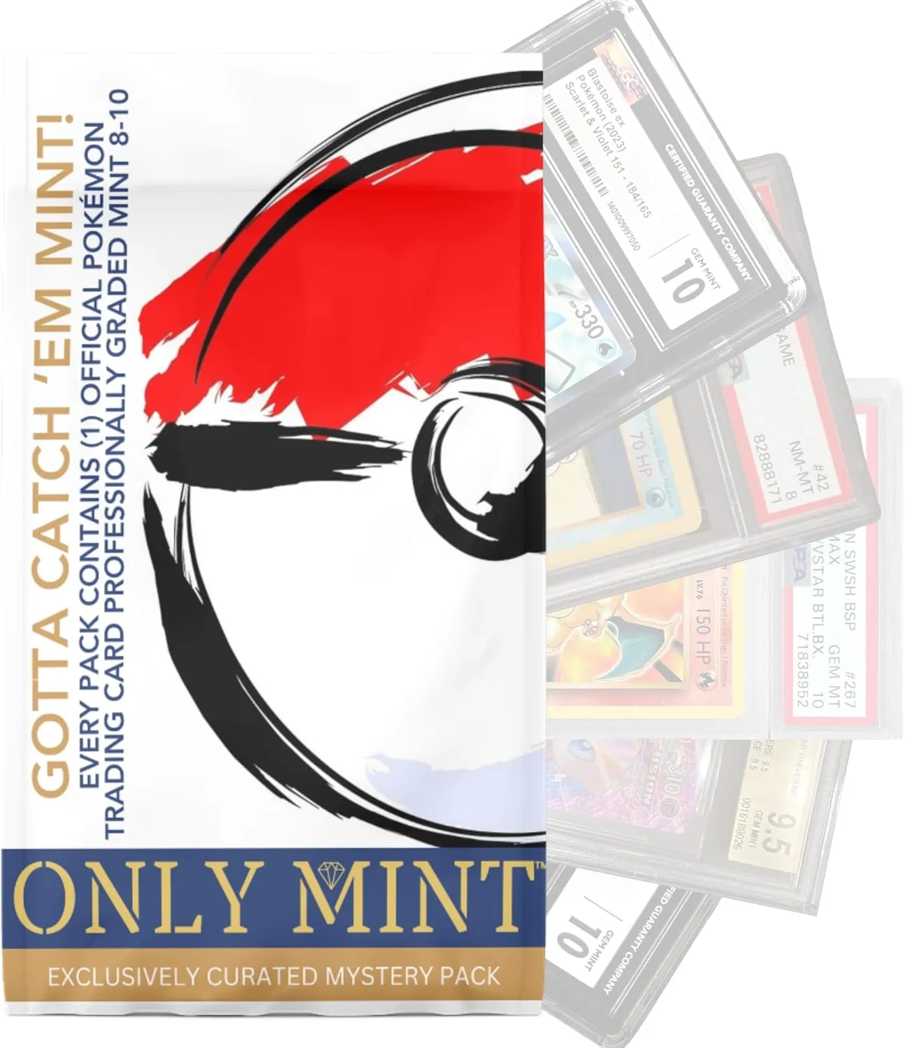 Ultimate Guaranteed One 8-10 Mint Grade Pokémon Card | Graded Trading Card Mystery Contents: (1) Graded Card in Each Pack TCG Game Card Graded by PSA CGC SGC Blind Bag Booster Official Card