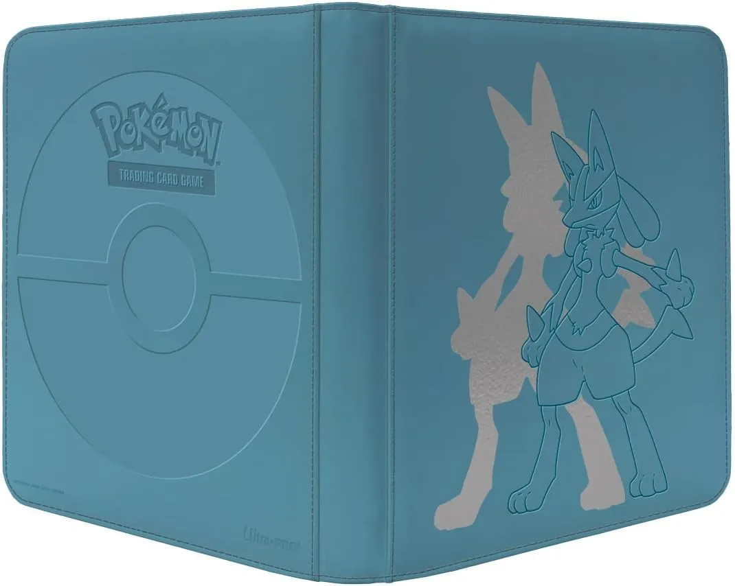 Ultra PRO Elite Series Pokémon Cards PRO-Binder - Lucario Design, Holds 480 Sleeved Cards, 12-Pocket Side-Loading Pages, Padded Leatherette with Foil, Zipper Closure, Ideal for Pokémon Collectors