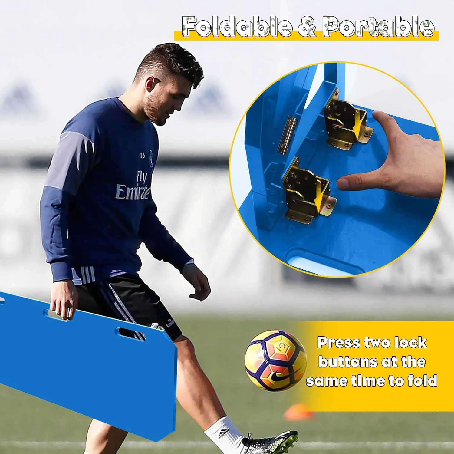 Upgrade 3-Angles Soccer Rebounder Board, Portable Soccer Wall for Adults & Kids, Foldable Soccer Training Equipment for Passing & Shooting Practice