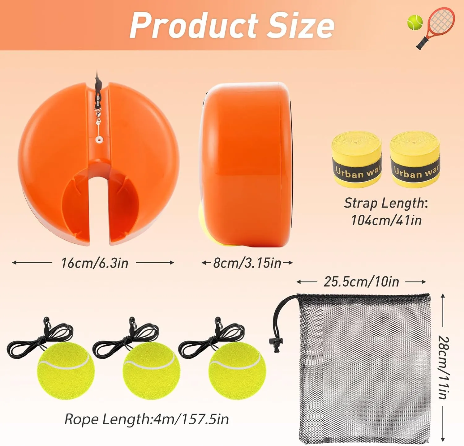 Upgraded Telescopic Tennis Trainer Rebounder Set,Solo Tennis Training Practice Equipment with 3 String Balls, Portable Tennis Trainer Rebound Ball Kit for Beginners Adults Kids Sport Exercise