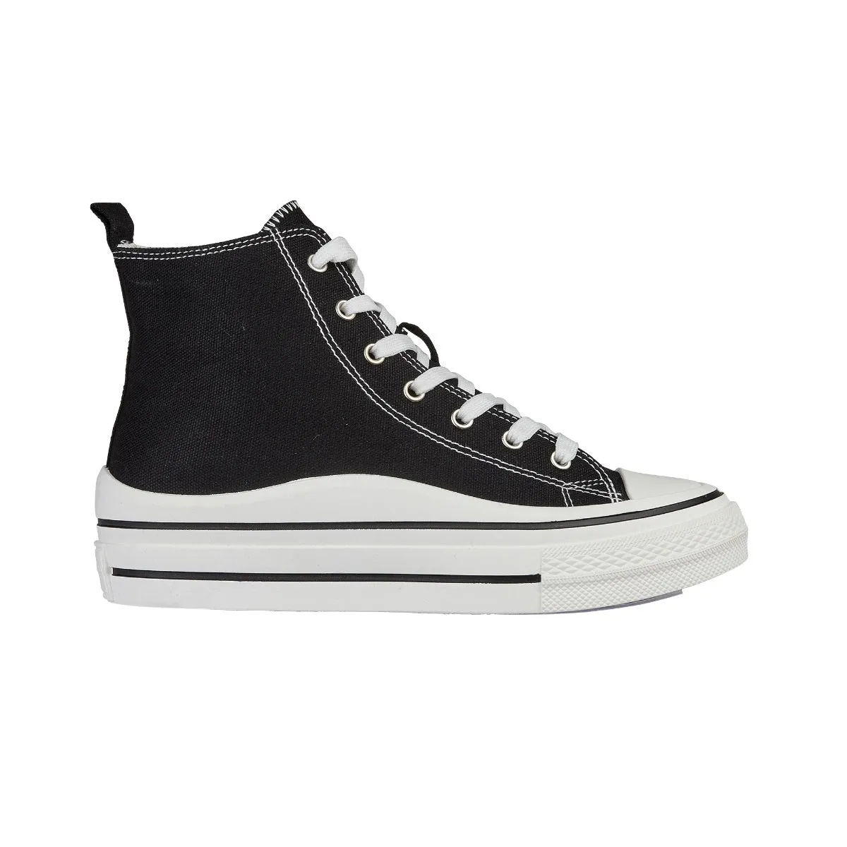 Urban Jacks Montblanc Women's Lace Up Chunky Canvas High Top Shoe Black