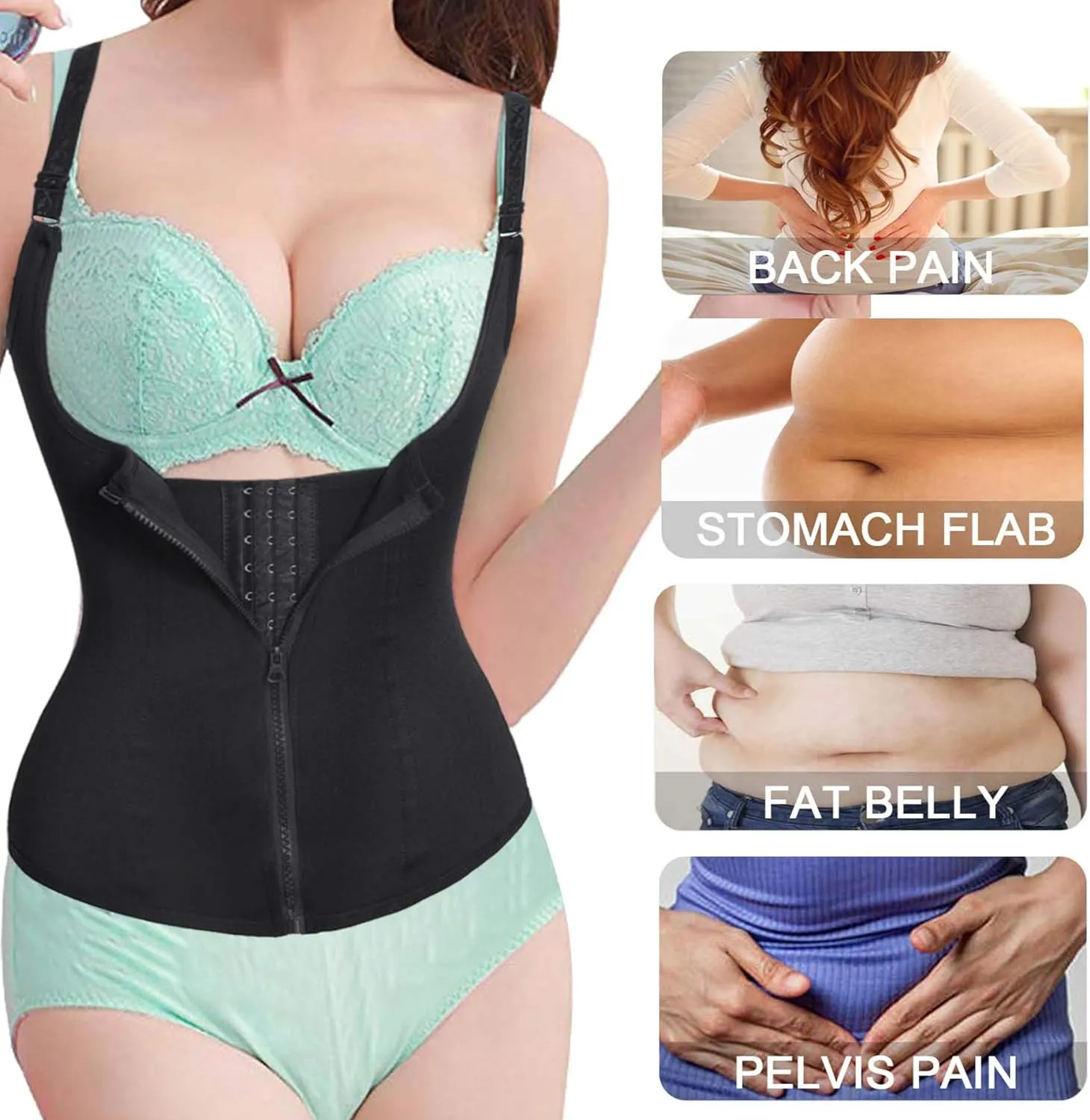 URSEXYLY Maternity Support Belt Postpartum Waist Trainer Shapewear Recovery Waist Cincher Black
