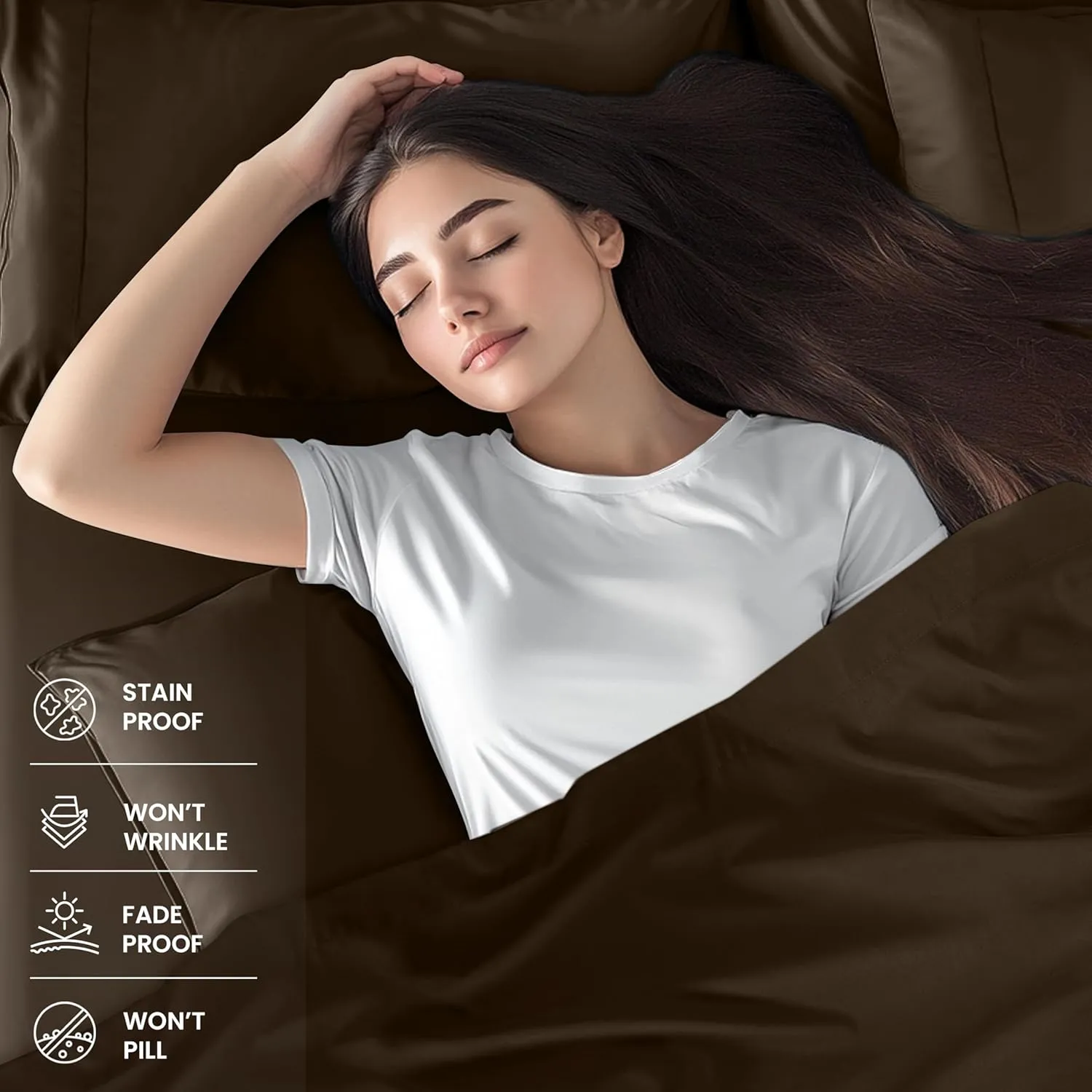 Utopia Bedding Queen Sheet Set – 4 Piece Bed Sheets for Queen Size Bed, Soft and Breathable Microfiber, Includes 1 Fitted Sheet, 1 Flat Sheet and 2 Pillowcases (Brown)
