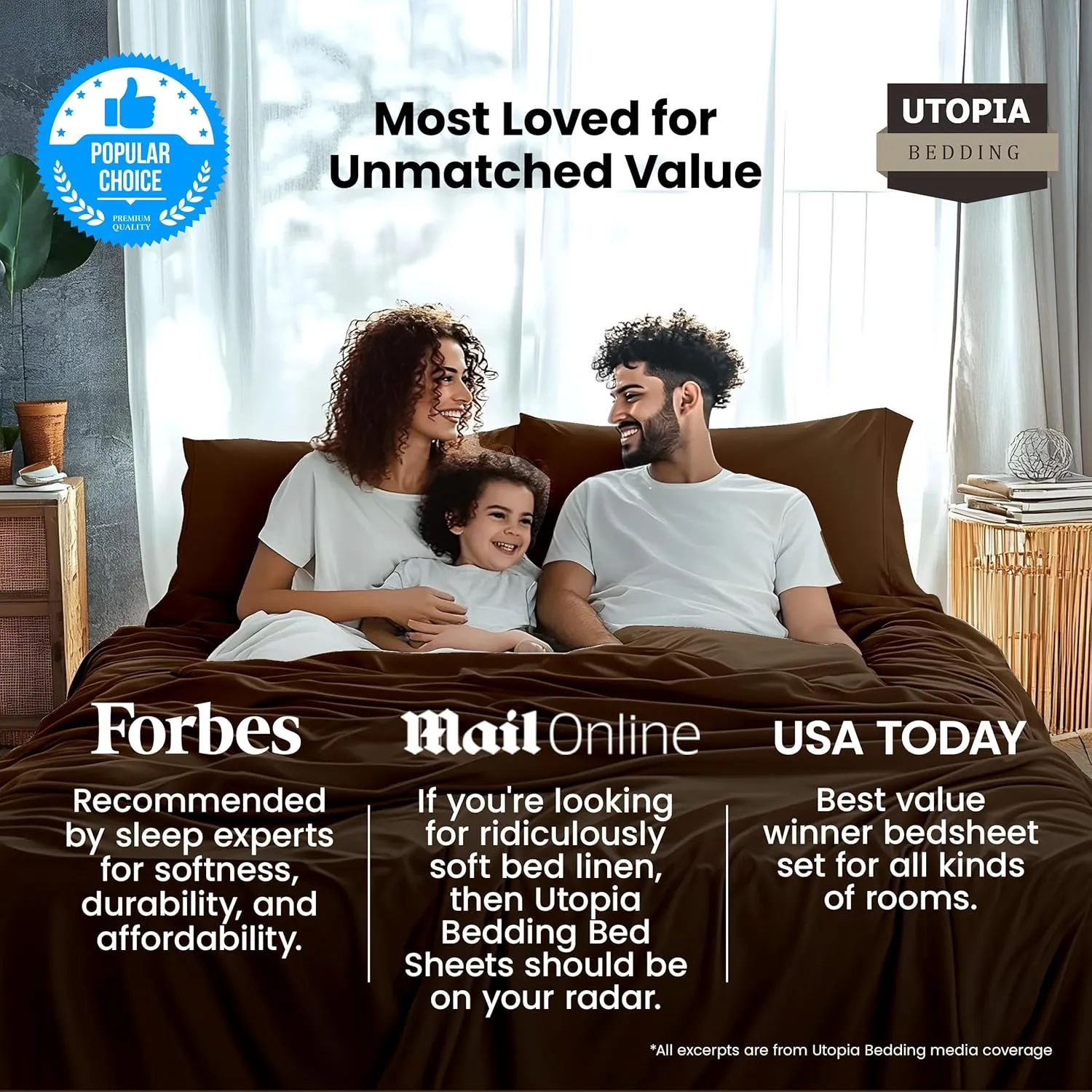 Utopia Bedding Queen Sheet Set – 4 Piece Bed Sheets for Queen Size Bed, Soft and Breathable Microfiber, Includes 1 Fitted Sheet, 1 Flat Sheet and 2 Pillowcases (Brown)