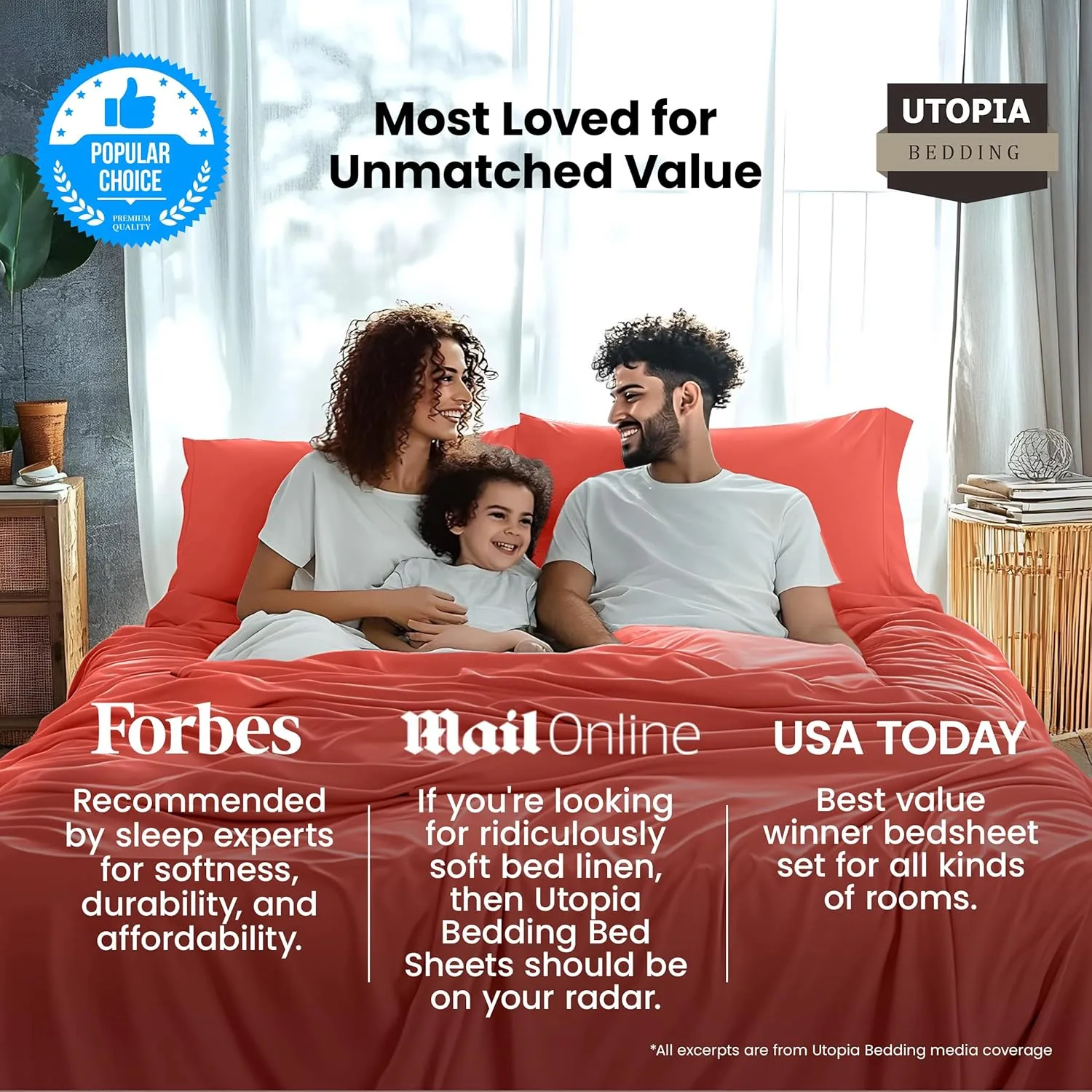 Utopia Bedding Queen Sheet Set – 4 Piece Bed Sheets for Queen Size Bed, Soft and Breathable Microfiber, Includes 1 Fitted Sheet, 1 Flat Sheet and 2 Pillowcases (Coral)