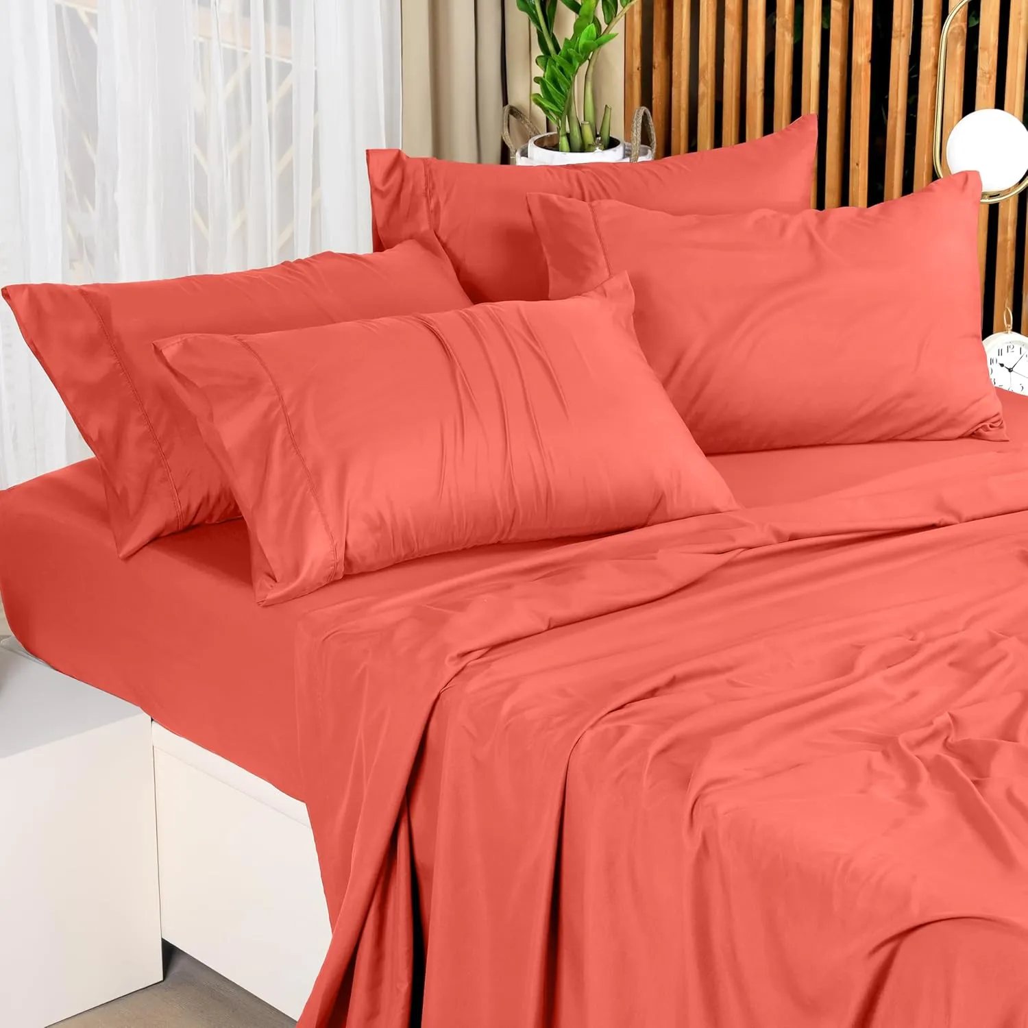 Utopia Bedding Queen Sheet Set – 4 Piece Bed Sheets for Queen Size Bed, Soft and Breathable Microfiber, Includes 1 Fitted Sheet, 1 Flat Sheet and 2 Pillowcases (Coral)