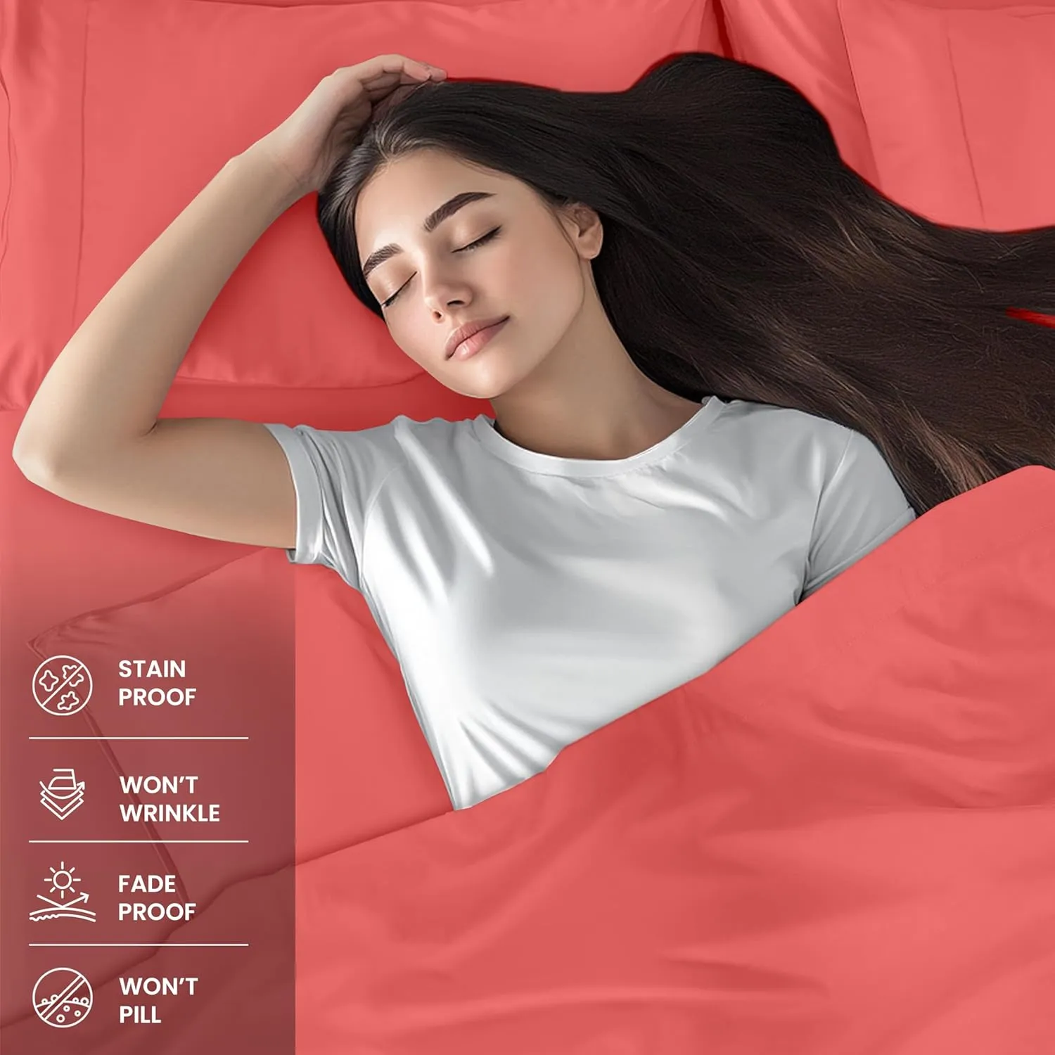 Utopia Bedding Queen Sheet Set – 4 Piece Bed Sheets for Queen Size Bed, Soft and Breathable Microfiber, Includes 1 Fitted Sheet, 1 Flat Sheet and 2 Pillowcases (Coral)