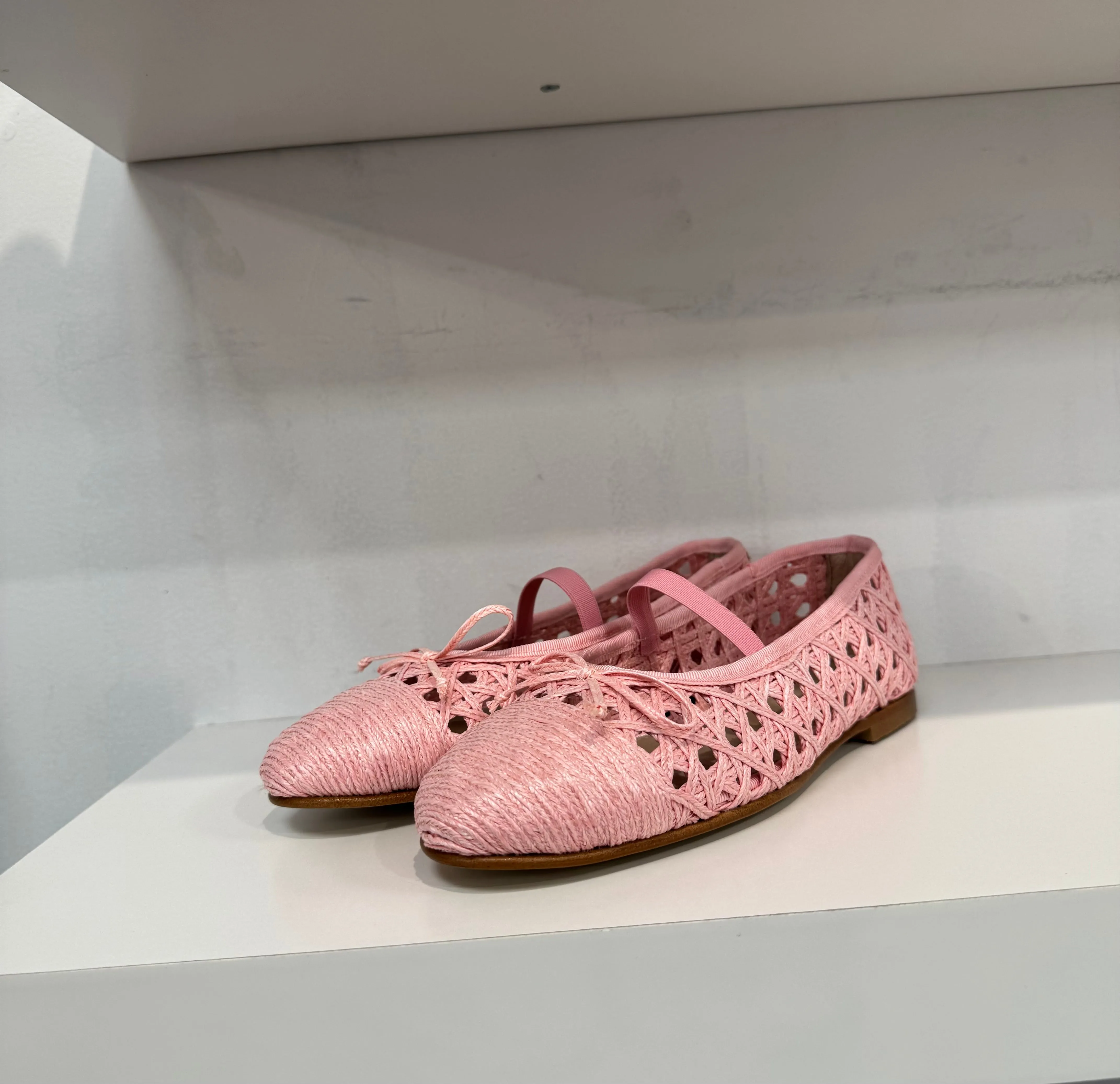 Valencia Pink Crochet Elastic Ballet Flat