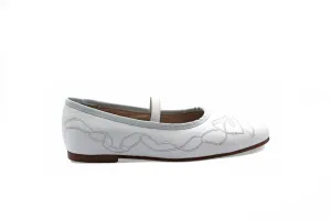 Valencia White  Elastic Flat