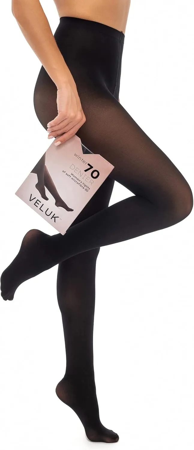Veluk Opaque Tights For Women 70 Denier With Microfiber, Without Shorts, Matte Surface, Flat Seams, Cotton Gusset