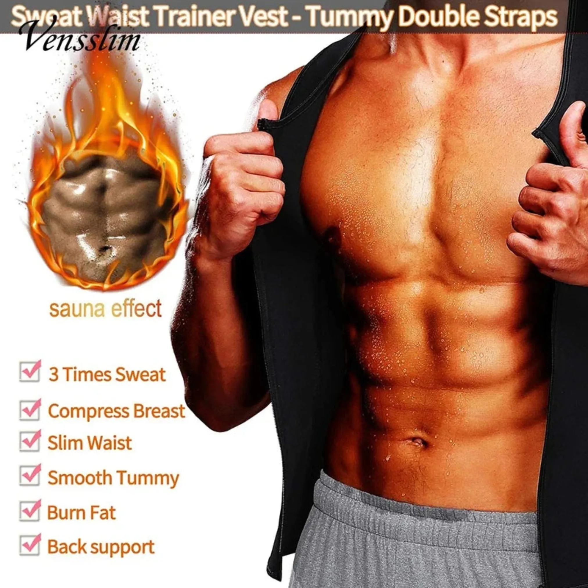 Vensslim Men's Sauna Sweat Vest – Waist Trainer & Slimming Shapewear