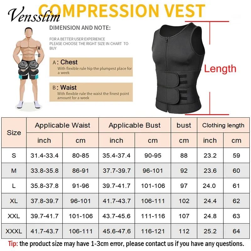 Vensslim Men's Sauna Sweat Vest – Waist Trainer & Slimming Shapewear