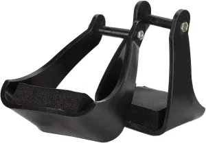 VINGVO English Stirrups, Stirrups for Saddle POM Plastic Horse Riding Stirrups Saddle Stirrups Horse Riding Safety Saddle Trail Black Cushioned Foam Foot Pad for Equestrian Enthusiasts