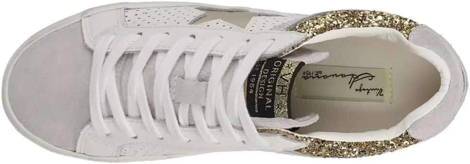 Vintage Havana Womens Bounce Perforated Metallic Lace Up Sneakers Shoes Casual - White