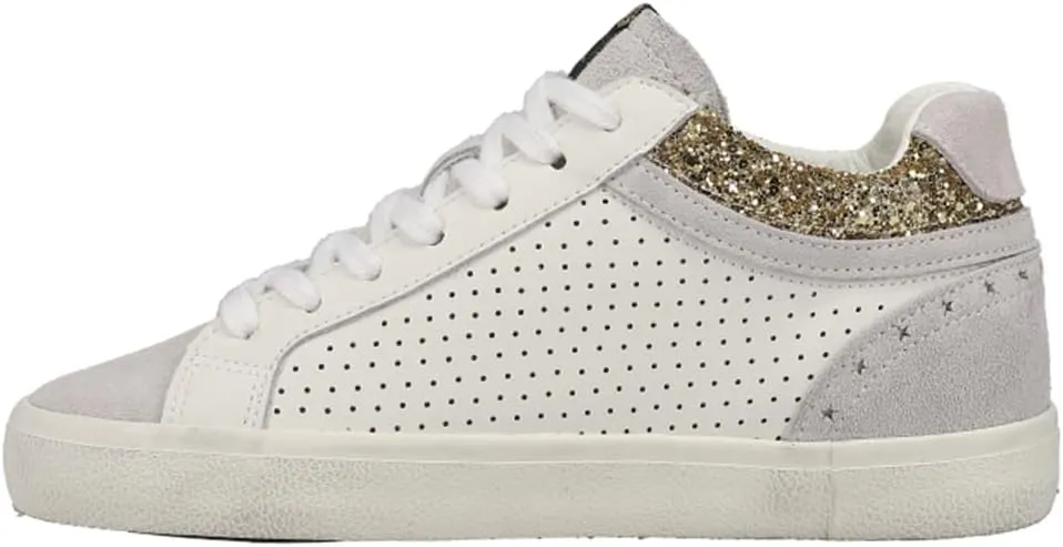 Vintage Havana Womens Bounce Perforated Metallic Lace Up Sneakers Shoes Casual - White