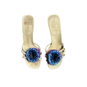 Vintage rare Miu Miu floral suede mule heels / 37