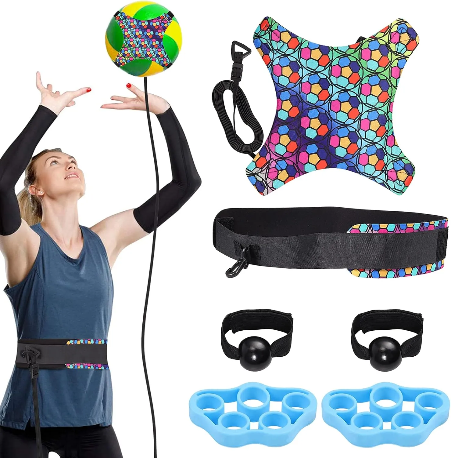VINTEAM Volleyball Training Equipment Aid, Volleyball Serve Trainer Solo Practice Trainer Kit for Serving, Setting, Spiking & Arm Swing