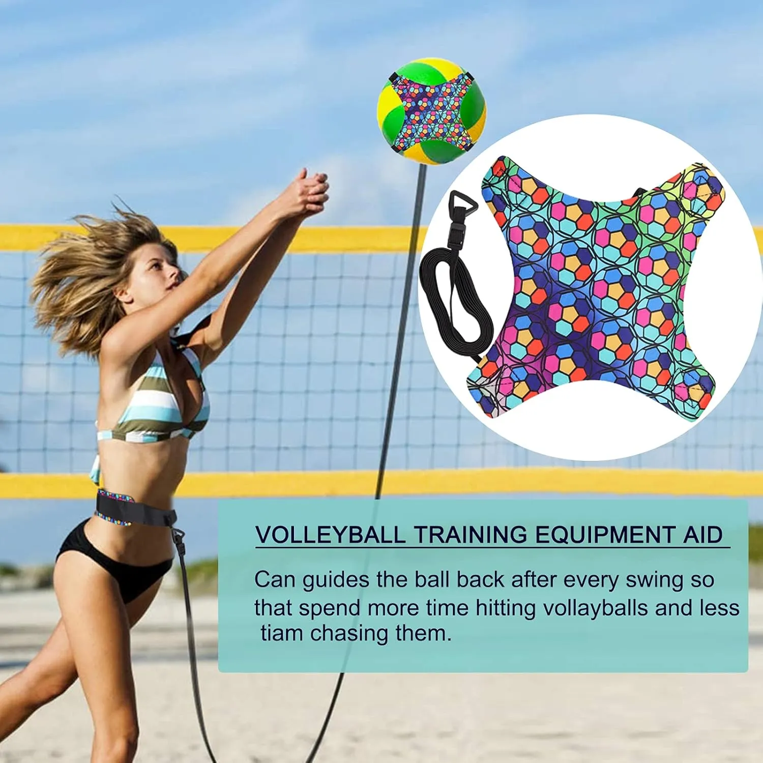 VINTEAM Volleyball Training Equipment Aid, Volleyball Serve Trainer Solo Practice Trainer Kit for Serving, Setting, Spiking & Arm Swing