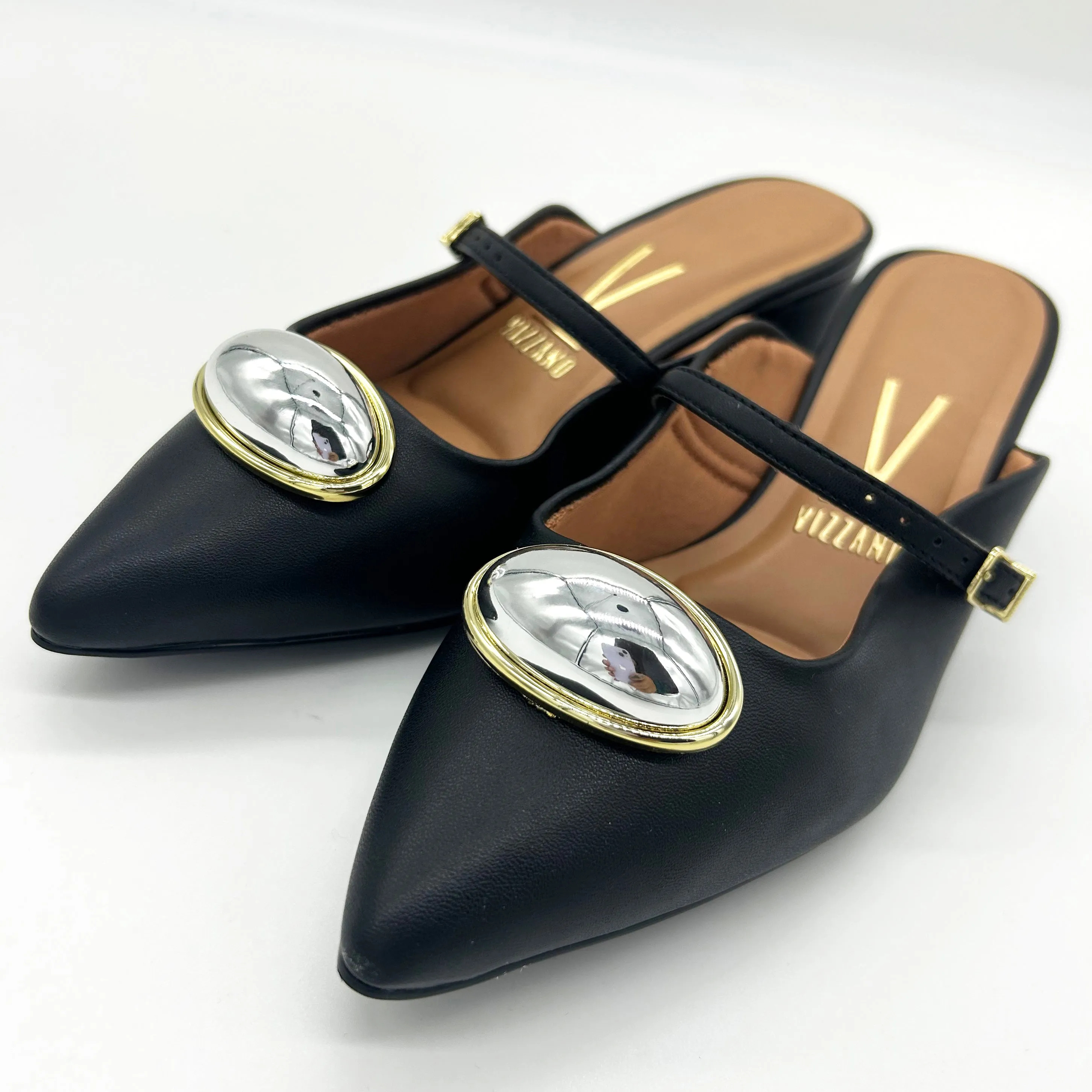 Vizzano 1220-370 Block Heel Mule in Black